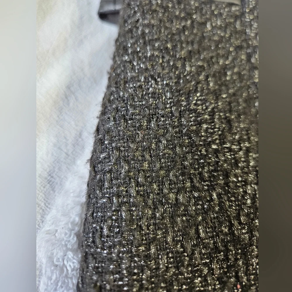 VTG Bebe Metallic Silver Tweed Faux Leather Panel Zip Sheath Dress Size 6 y2k ​ - Picture 7 of 10